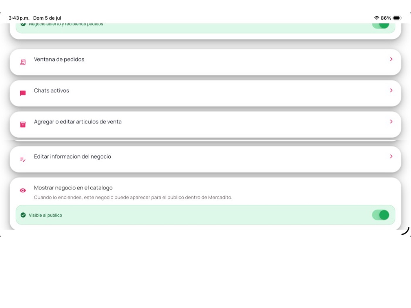 Mercadito administrando un negocio desde un iPad